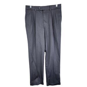 Mens Black Roundtree & Yorke Travel Smart Pants Pleated Comfort Waist Size 32x32